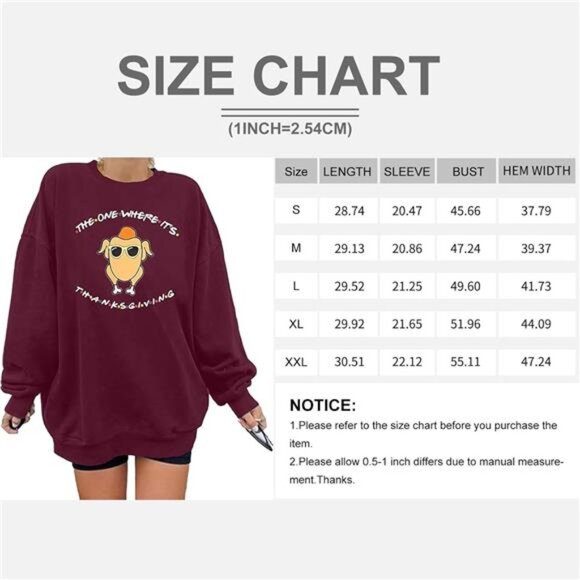 Women's Oversized Thanksgiving Sweatshirt: Turkey Graphic Long Sleeve Top - Picture 5 of 6